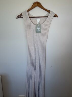 H&M stretch desert/beach Ribbed Sleeveless Maxi Dress - linen colour